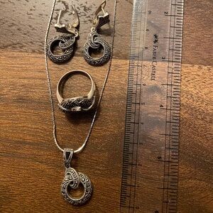 Elegant Silver Marcasite Jewelry Set